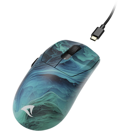 Ratón para juegos Sharkoon sgm25w (azul turquesa, 12.000 ppp, LED rgb)