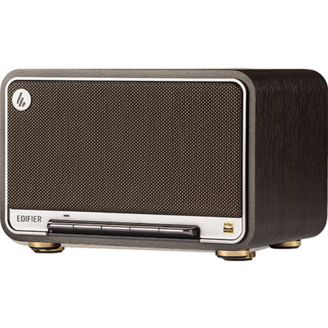 Altavoz de mesa inalámbrico Edifier d32 (marrón oscuro plateado, Bluetooth, Wi-Fi (Apple Airplay), USB-C, AUX)