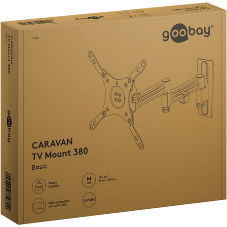 Goobay Soporte de pared para TV caravana fullmotion (m), montaje en pared de 13 a 43 pulgadas (plateado)