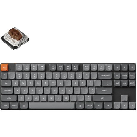 Teclado mecánico keychron k1 max-h3 rgb (negro, diseño estadounidense (qwerty), gateron de perfil bajo 2.0 marrón mecánico, 75%, leds rgb, pbt de doble disparo, intercambio en caliente, 2,4 ghz | bluetooth 5.1 | usb-c)