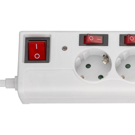 Regleta Goobay de 6 vías con interruptor (blanca, cable 1,5 metros)
