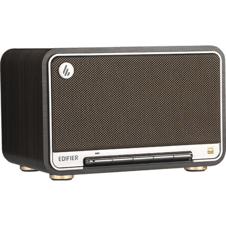 Altavoz de mesa inalámbrico Edifier d32 (marrón oscuro plateado, Bluetooth, Wi-Fi (Apple Airplay), USB-C, AUX)