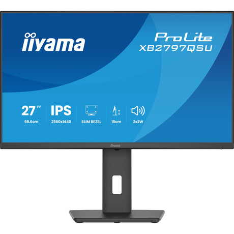 Iiyama prolite xb2797qsu-b1 27 monitor (zwart (mat), hdmi, displayport, usb, audio)