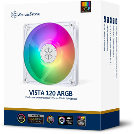 Silverstone vista 120 argb ventilador de caja (blanco, 120 x 120 x 25 mm, pwm)