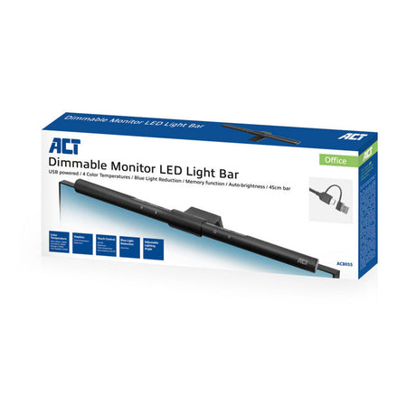 Act conectividad monitor regulable barra de luz LED barra de LED (negra, alimentada por USB, 3000k-6500k)