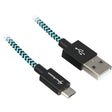 Cable USB 2.0 Sharkoon, USB-A > micro-USB B (negro celeste, 3 metros)