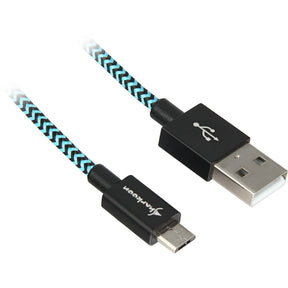 Cable USB 2.0 Sharkoon, USB-A > micro-USB B (negro celeste, 3 metros)