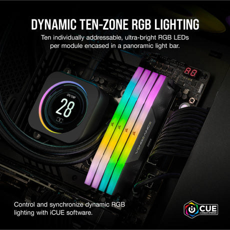 Corsair vengeance rgb 32 gb ddr5-6000 (2x 16 gb) werkgeheugen (zwart, cmh32gx5m2d6000z38, expo)