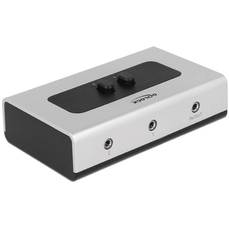 Delock interruptor jack estéreo de 3,5 mm 2 puertos manual bidireccional (gris negro)