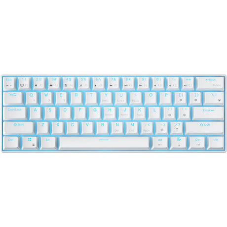 Teclado mecánico inalámbrico Royal Kludge RK61 (blanco, diseño EE. UU. (QWERTY), 60 %, interruptor marrón, RGB, intercambio en caliente, 2,4 GHz | USB-C | Bluetooth)