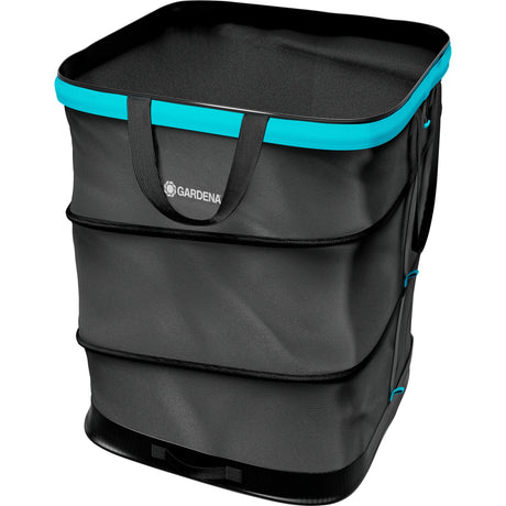 Bolsa para residuos de jardín desplegable rectangular Gardena, talla m (negro turquesa, hasta 130 litros)