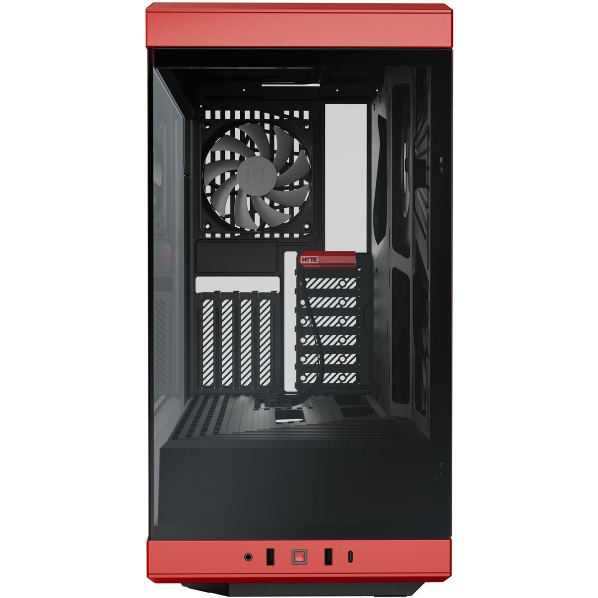 Carcasa torre midi Hyte y40 (rojo negro | 2x USB-A | 1x USB-C | vidrio templado)
