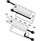 Brennerstuhl Primera-Tec Comfort Switch Plus regleta 19.500A con protección contra sobretensiones 7 contactos negro 2m H05VV-F 3G1.5 2 permanentes, 5 conmutables