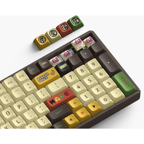 Teclado mecánico inalámbrico Iqunix f97 happy ape (marrón, diseño estadounidense (qwerty), marrón gateron, 96%, leds rgb, intercambiable en caliente, pbt, 2,4 ghz | bluetooth 5.1 | usb-c)