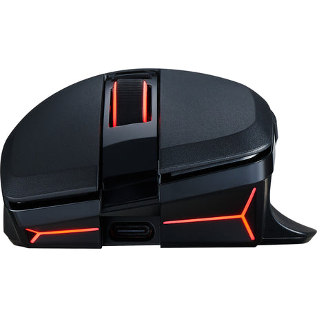 Ratón inalámbrico para juegos powercolor alphyn am10 (negro rojo, 100 - 26000 dpi, 8k, rgb, usb 2,4g bluetooth 5.2)