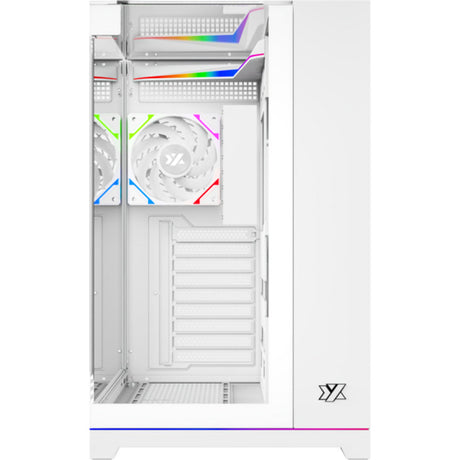 Carcasa de torre midi Xyz PC Gear Tesseract A-RGB (blanco | 2x USB-A | 1x USB-C | RGB | Vidrio templado)