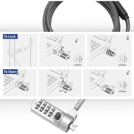 Candado para portátil act ac9025 gris 2000 mm
