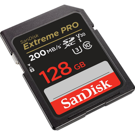 Tarjeta de memoria Sandisk extreme pro 128 GB SDXC (negra, UHS-I, Clase 10, U3, V30)