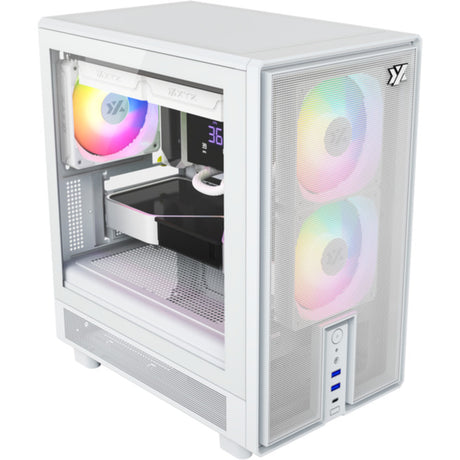 Carcasa de torre midi Xyz pc gear atom (blanca | 2x USB-A | 1x USB-C | vidrio templado)