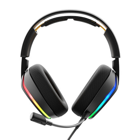 Glorious ghs eterna rgb - auriculares estéreo para juegos rgb, auriculares supraaurales para juegos (negro, pc, ps5, ps4, switch, usb-c)
