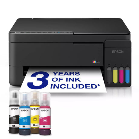 Impresora de inyección de tinta todo en uno Epson ecotank et-2912 (negro, escanear, copiar, wi-fi, incluye hasta 3 años de tinta, c11cl62406)