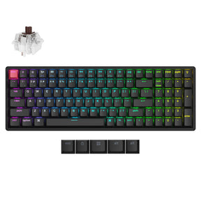 Teclado mecánico Keychron k4x-j3 rgb (negro, diseño estadounidense (qwerty), súper marrón, 96%, rgb, teclas pbt de doble disparo color cereza, intercambio en caliente, bluetooth | usb-c)