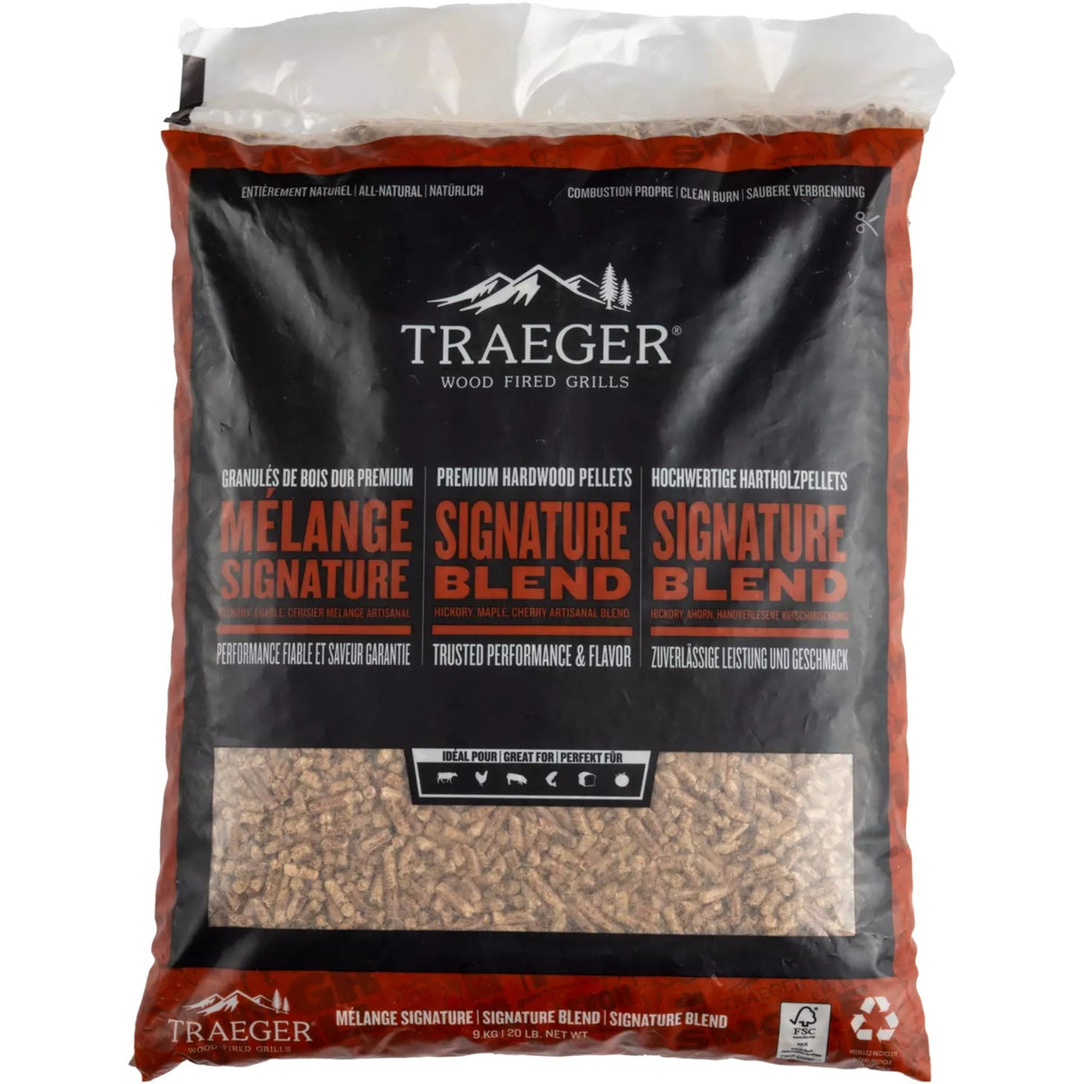Pellets de combustible exclusivos de madera dura Traeger (9 kg)