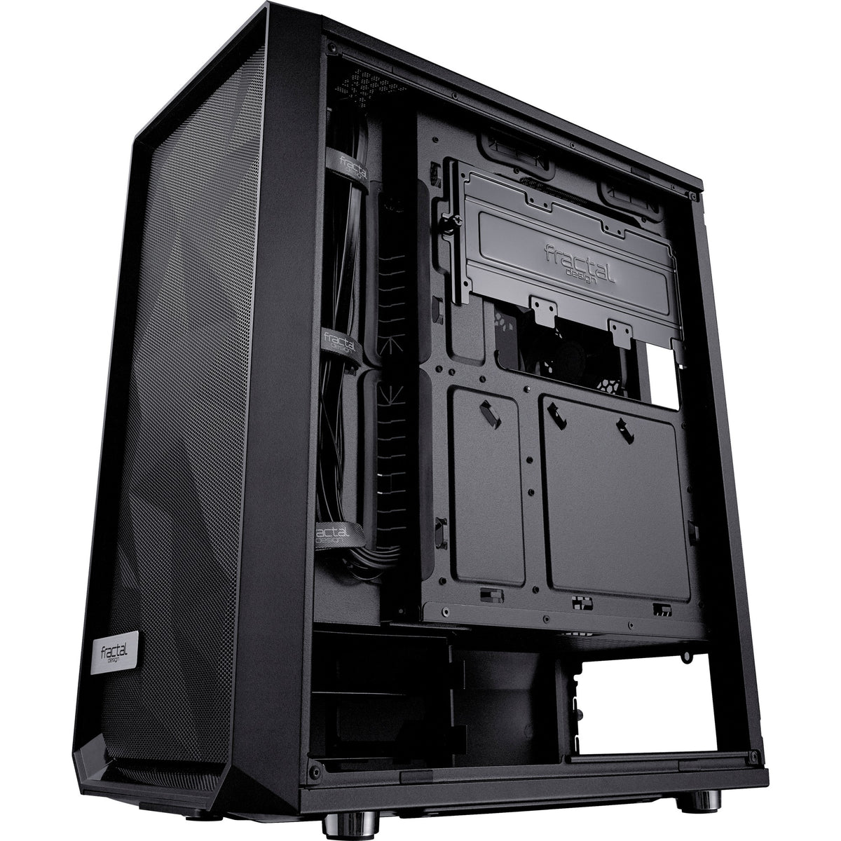 Carcasa de torre midi meshify c de diseño fractal (negro | 2x USB-A | vidrio templado)