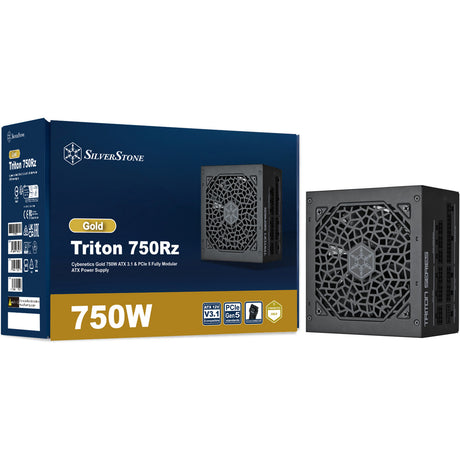 Fuente de alimentación modular Silverstone triton 750rz de 750 vatios (negro, 1x 12v-2x6, 3x pcie)