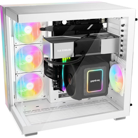 ¡Tranquilizarse! base de luz carcasa midi tower de 600 lx (blanco | 2x USB-A | 1x USB-C | RGB | vidrio templado)