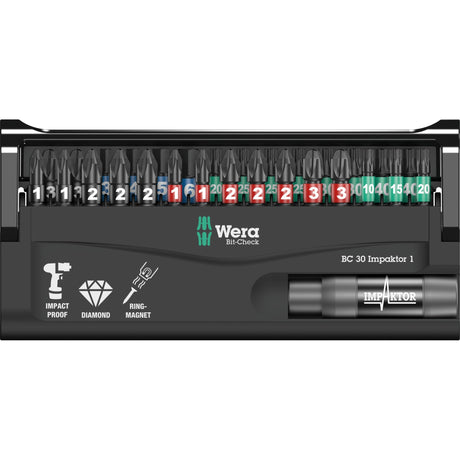 Juego de 1 punta de impactador Wera bit-check 30 (30 piezas)
