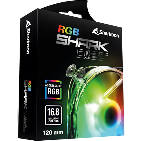 Ventilador de caja Sharkoon Shark Disc RGB (transparente, 120 x 120 x 25 mm)