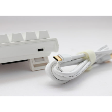 Teclado mecánico para juegos Ducky one 2 pro mini white classic rgb (blanco, diseño estadounidense (qwerty), rojo cereza mx, 60%, led rgb, pbt de doble disparo, mecánica quack)