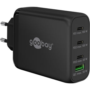 Cargador rápido multipuerto Goobay USB-C PD (100 W) (Negro)