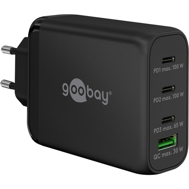Cargador rápido multipuerto Goobay USB-C PD (100 W) (Negro)