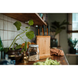 Bloque de cuchillos de bambú de forma funcional Fiskars con 3 cuchillos (multicolor, acero inoxidable japonés | mango con agarre suave)