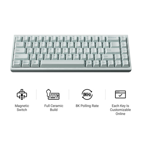Teclado con interruptor magnético Keychron q16 he 8k (azul, diseño estadounidense (qwerty), lima ultrarrápido, 65%, rgb, intercambio en caliente, 8k)