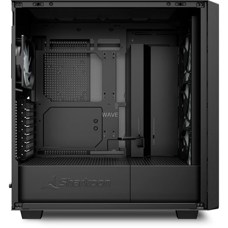 Carcasa midi tower Sharkoon rebel c70g rgb (color madera negro | 2x usb-a | 1x usb-c | rgb | vidrio templado)