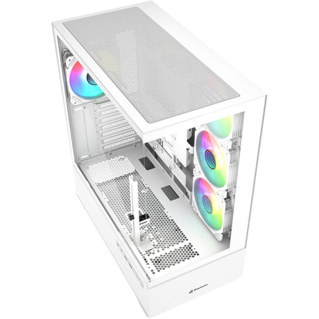 Carcasa de torre midi Sharkoon ak6 rgb (blanca | 2x usb-a | 1x usb-c | rgb | vidrio templado)
