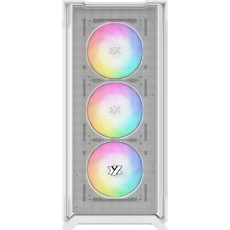 Carcasa de torre midi de malla Xyz PC Gear Airone 300-X (blanco | 1x USB-A | 1x USB-C | Vidrio templado)