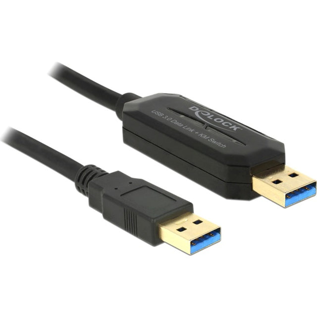 Delock enlace de datos + interruptor km USB 3.0 > Cable USB 3.0 (negro, 1,5 metros)