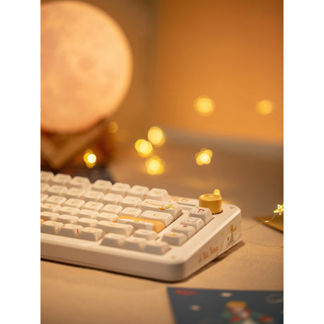 Teclado mecánico inalámbrico Iqunix zx75 sunset ponder (amarillo claro, diseño estadounidense (qwerty), rojo gateron, 75%, leds rgb, intercambiable en caliente, pbt de doble disparo, 2,4 ghz | bluetooth 5.1 | usb-c)
