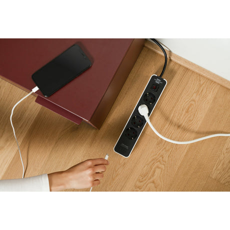 Brennerstuhl regleta ecolor de 4 vías con 2 puertos de carga USB (regleta múltiple USB-C con interruptor y cable de 1,5 m)