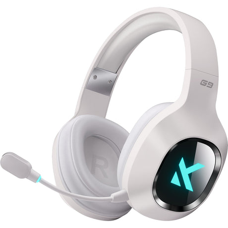 Auriculares supraaurales inalámbricos para juegos mchose g9 pro (blanco, con cable 2,4 g bt inalámbrico tipo c)