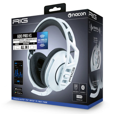 Nacon rig 600 pro HS auriculares supraaurales para juegos (blanco, Playstation 5, Playstation 4, Windows, Nintendo Switch, Android, iOS)