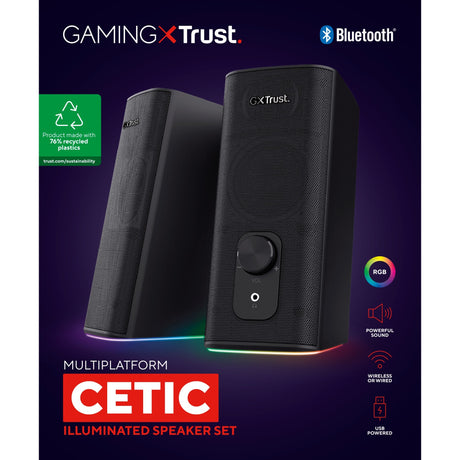 Trust GXT 612 Cetic Altavoz para PC (Negro, Bluetooth, RGB)