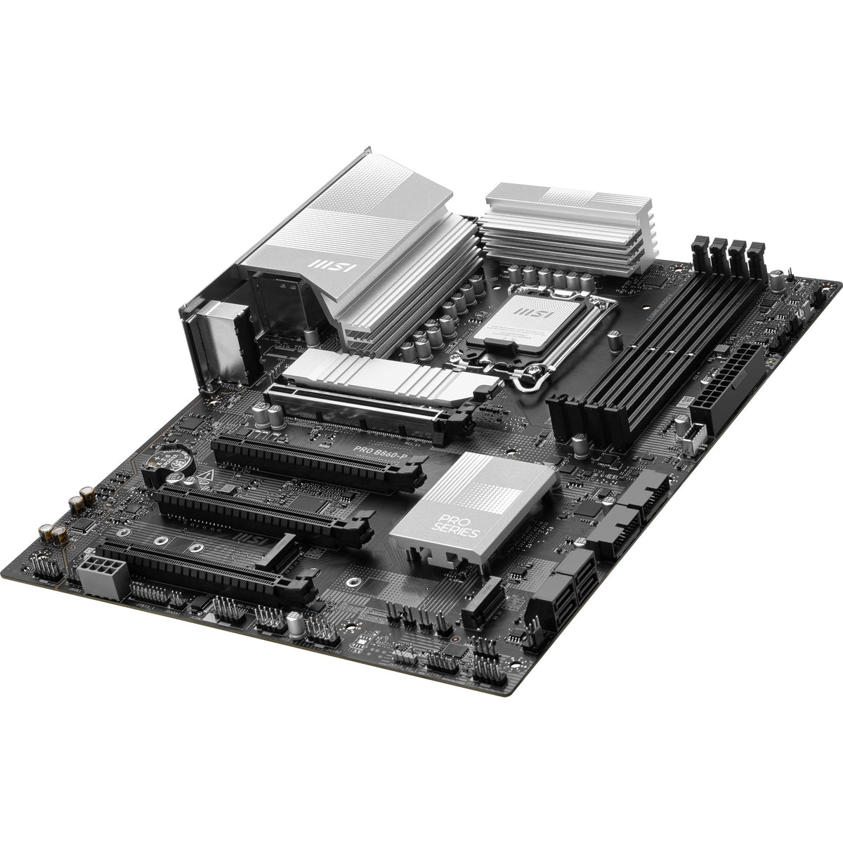 Placa base MSI Pro B860-P Socket 1851 (plateada, RAID, 5GB-LAN, Sonido, ATX)