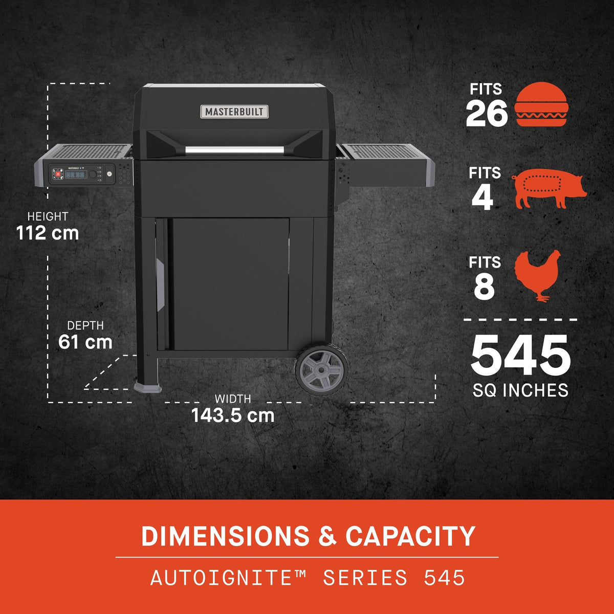 Masterbuilt Autoignite Series 545 Barbacoa y Ahumador de Carbón Digital (Negro, Control WiFi)