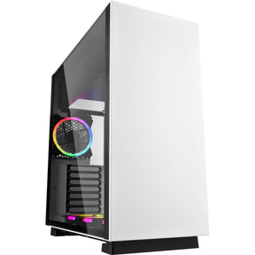 Carcasa de torre midi rgb de acero puro Sharkoon (blanco | 2x usb-a | rgb | vidrio templado)
