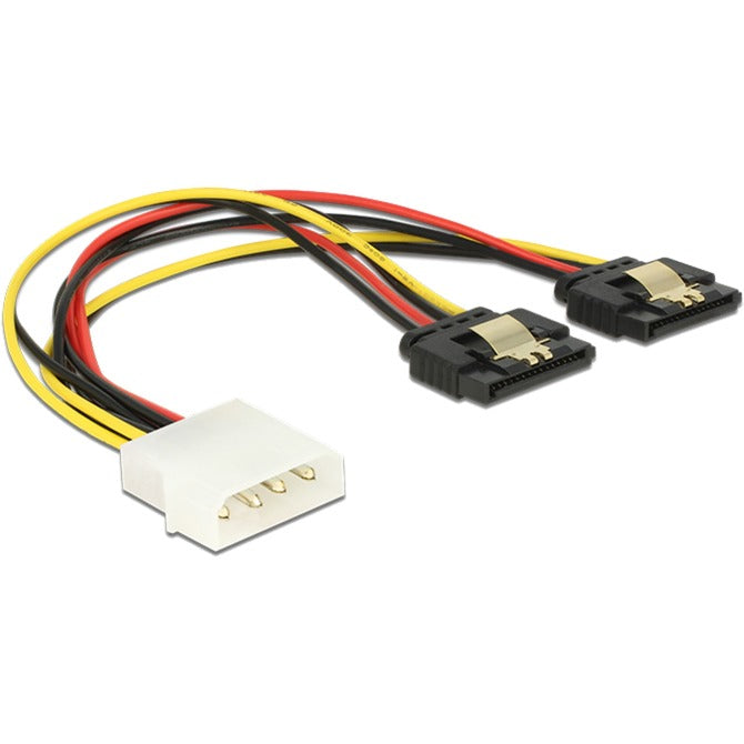 Delock Power Molex macho de 4 pines > 2 x cable divisor sata de 15 pines (negro rojo, 0,2 metros)